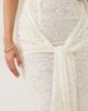 Missyempire Missyempire lace halterneck keyhole detail drape tie front maxi dress in cream-White - 3