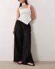 Missyempire Missyempire linen blend tie waist wide leg pants in black - 1