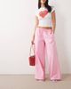 Missyempire Missyempire linen blend tie waist wide leg pants in pink - 1