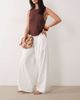 Missyempire Missyempire linen blend tie waist wide leg pants in white - 1