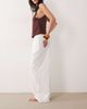 Missyempire Missyempire linen blend tie waist wide leg pants in white - 2