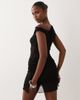 Missyempire Missyempire mesh insert asymmetric shoulders mini dress in black - 4
