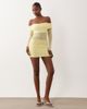 Missyempire Missyempire mesh off the shoulder long sleeve mini dress in yellow - 2
