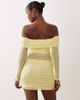 Missyempire Missyempire mesh off the shoulder long sleeve mini dress in yellow - 4
