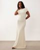 Missyempire Missyempire ribbed asymmetric drape shoulder detail maxi dress in cream-White - 1