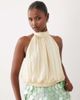 Missyempire Missyempire satin high neck bubble hem top in lemon-Yellow - 1