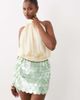 Missyempire Missyempire satin high neck bubble hem top in lemon-Yellow - 2
