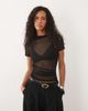 Missyempire Missyempire sheer mesh slash neck baby tee in black - 1