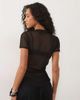 Missyempire Missyempire sheer mesh slash neck baby tee in black - 2