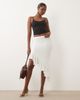 Missyempire Missyempire slinky asymmetric godet hem midaxi skirt in cream-White - 1