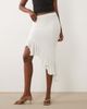 Missyempire Missyempire slinky asymmetric godet hem midaxi skirt in cream-White - 2