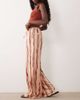Missyempire Missyempire soft floaty wide leg drawstring pants in beige and maroon stripes-Neutral - 2