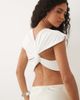Missyempire Missyempire soft touch twisted back detail crop top in white - 1