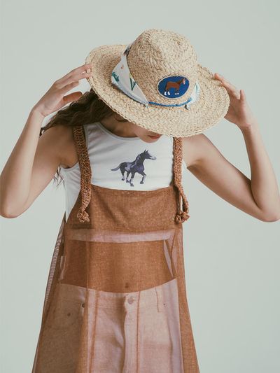 MISU A BARBE Captain Straw Bucket Hat