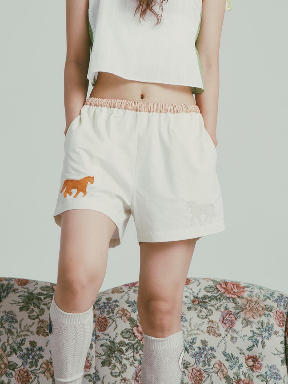 MISU A BARBE Divide Patch Shorts Orange Stripe