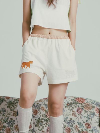 MISU A BARBE Divide Patch Shorts Orange Stripe