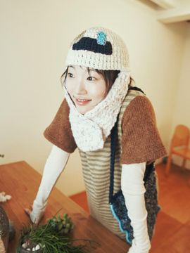 MISU A BARBE Knit Patch Adjustable Long Ear Hat [white]