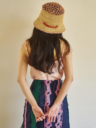 MISU A BARBE Netted Bucket Hat Pink