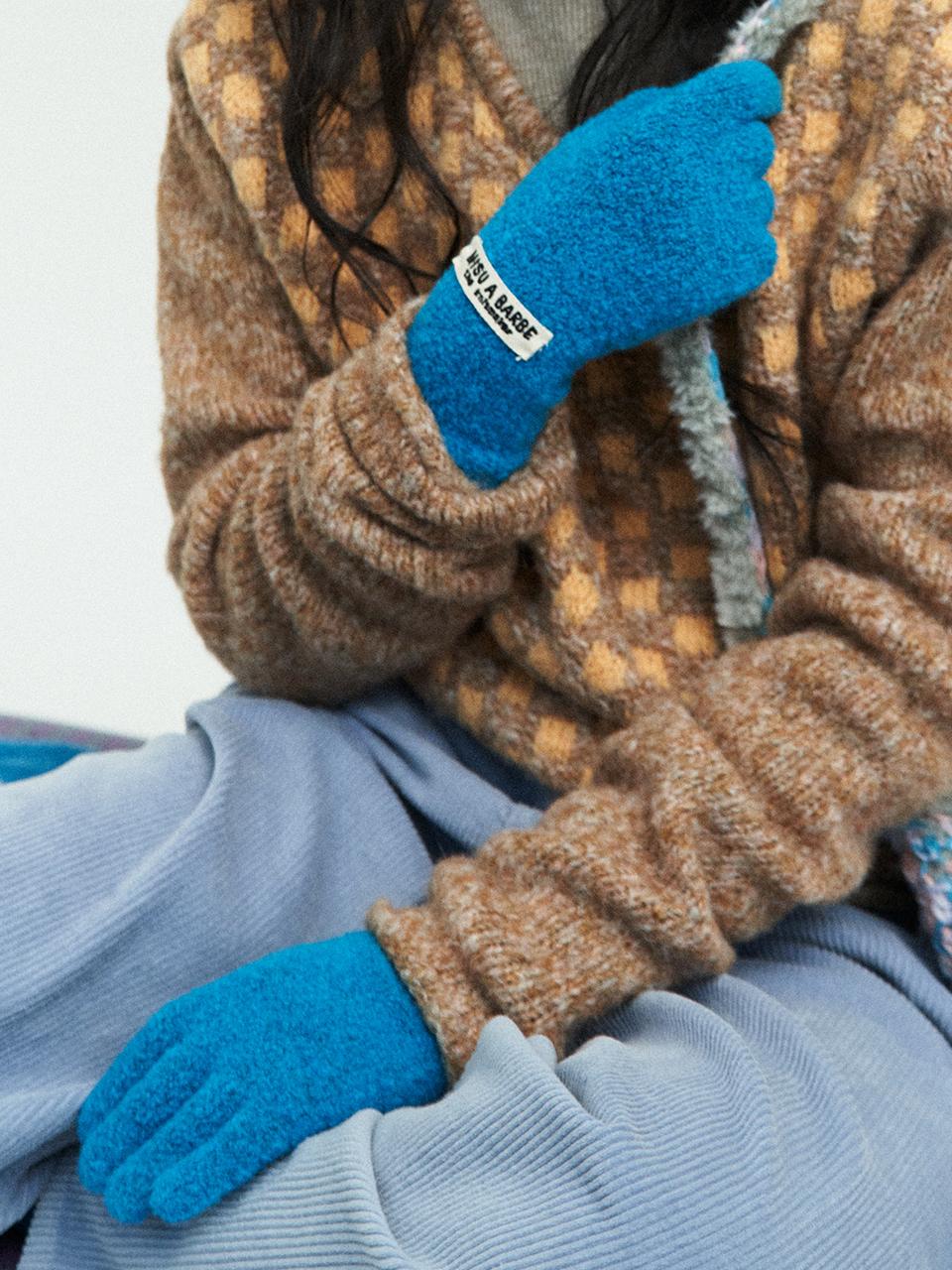 MISU A BARBE Pure Wool Winter Monster Gloves [Teal]