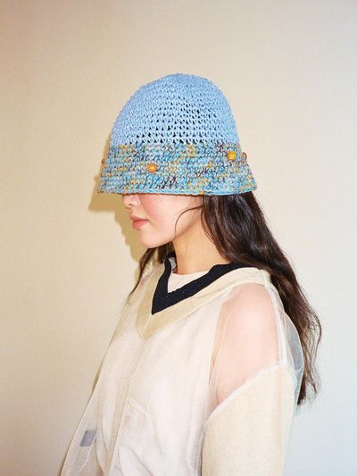 MISU A BARBE Unhole Bucket Hat Blue