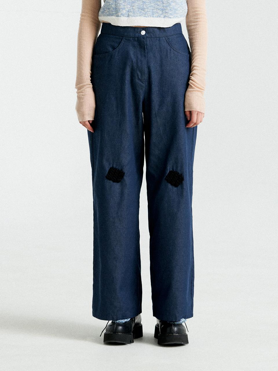 MISU A BARBE Wide Fit Dark Denim Pants
