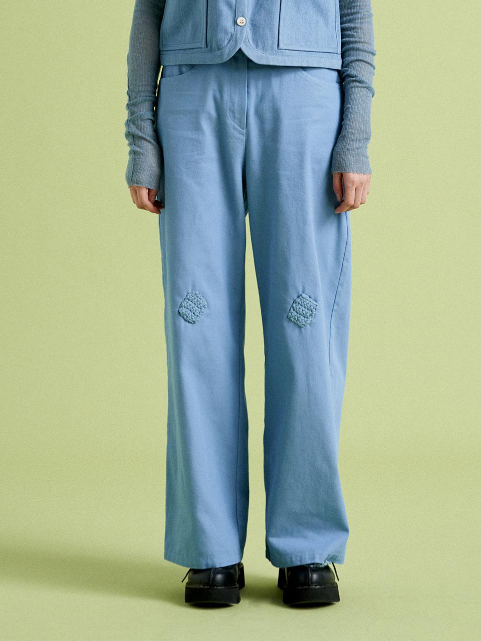 MISU A BARBE Wide Fit Hand-Stitched Denim Pants