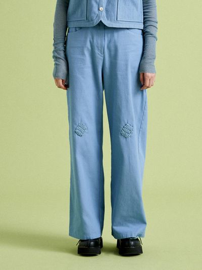 MISU A BARBE Wide Fit Hand-Stitched Denim Pants