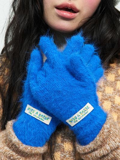 MISU A BARBE Wool Winter Monster Gloves [Blue]