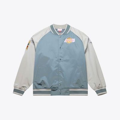 Mitchell & Ness Men's Mitchell & Ness  Blue/Silver Los Angeles Lakers Thunderstorm Lightweight Satin Full-Snap Jacket 