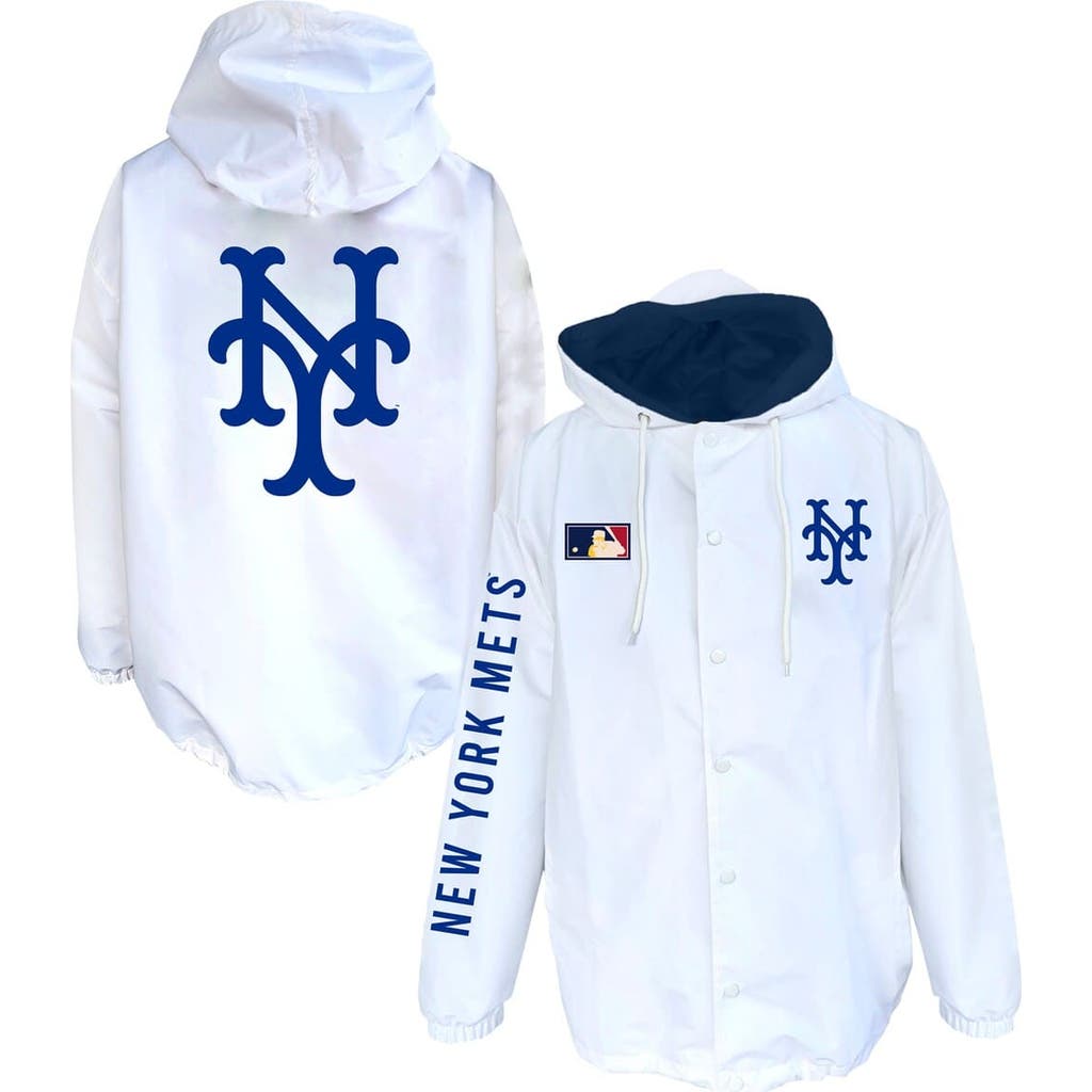 Mitchell & Ness Men's Mitchell & Ness  White New York Mets Big & Tall Full-Snap Hooded Jacket 
