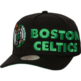 Mitchell & Ness Men's Mitchell & Ness Black Boston Celtics Busted Logo Wordmark Wrap-Around Pro Pinch Adjustable Hat 