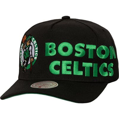 Mitchell & Ness Men's Mitchell & Ness Black Boston Celtics Busted Logo Wordmark Wrap-Around Pro Pinch Adjustable Hat 