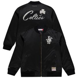 Mitchell & Ness Men's Mitchell & Ness Black Boston Celtics Chrome Satin Bomber Full-Zip Jacket 