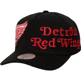 Mitchell & Ness Men's Mitchell & Ness Black Detroit Red Wings Busted Logo Wordmark Wrap-Around Pro Pinch Adjustable Hat 