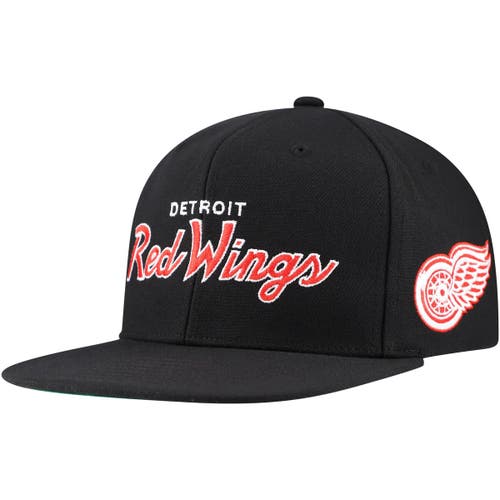 Mitchell & Ness Men's Mitchell & Ness Black Detroit Red Wings Core Team Script 2.0 Snapback Hat 