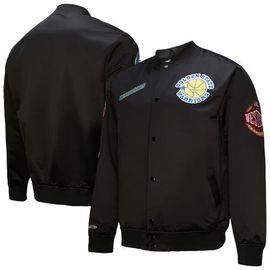 Mitchell & Ness Men's Mitchell & Ness Black Golden State Warriors Blackout Collection Vintage Full-Snap Satin Jacket 