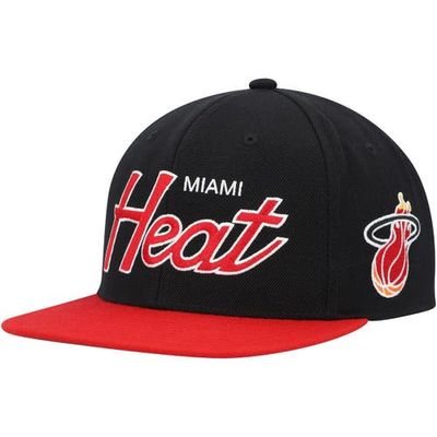 Mitchell & Ness Men's Mitchell & Ness Black Miami Heat Hardwood Classics MVP Team Script 2.0 Snapback Hat 