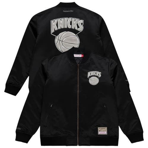 Mitchell & Ness Men's Mitchell & Ness Black New York Knicks Chrome Satin Bomber Full-Zip Jacket 