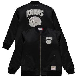 Mitchell & Ness Men's Mitchell & Ness Black New York Knicks Chrome Satin Bomber Full-Zip Jacket 