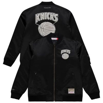Mitchell & Ness Men's Mitchell & Ness Black New York Knicks Chrome Satin Bomber Full-Zip Jacket 