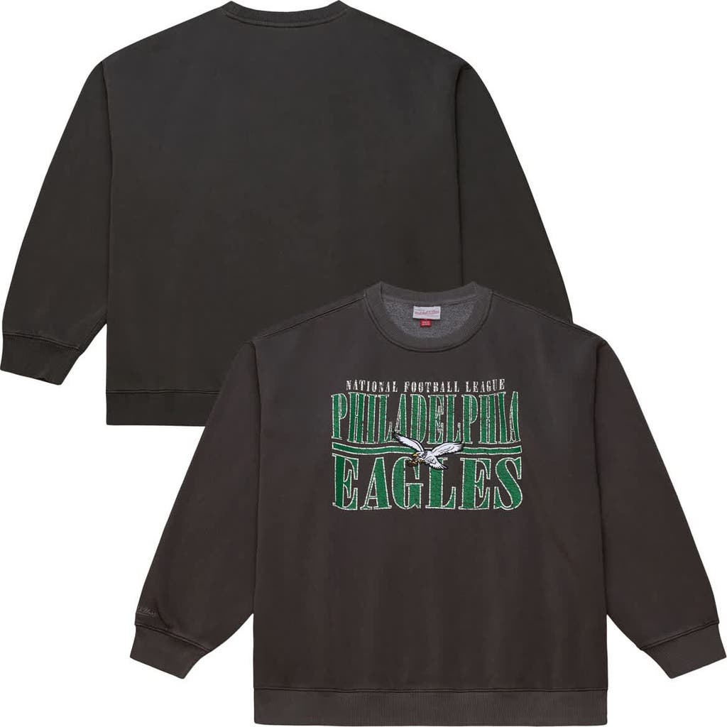 Mitchell & Ness Men's Mitchell & Ness Black Philadelphia Eagles Downtown Crew Vintage Logo Sweatshirt 