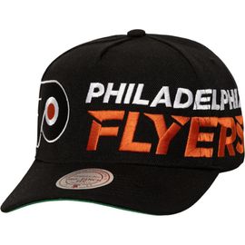 Mitchell & Ness Men's Mitchell & Ness Black Philadelphia Flyers Busted Logo Wordmark Wrap-Around Pro Pinch Adjustable Hat 