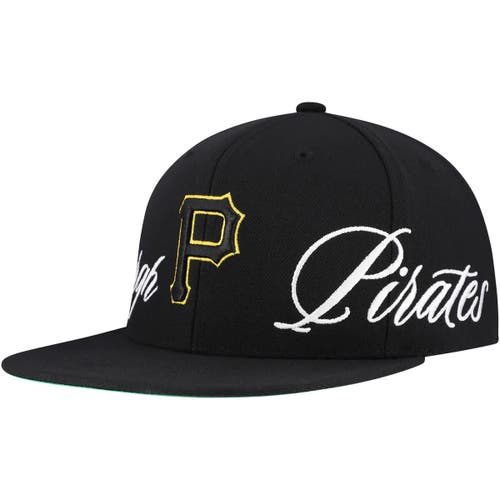 Mitchell & Ness Men's Mitchell & Ness Black Pittsburgh Pirates Just Don x MLB Lux Script Snapback Hat 