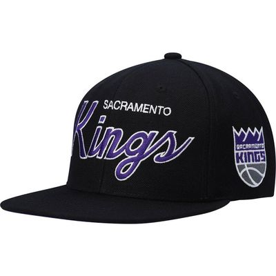 Mitchell & Ness Men's Mitchell & Ness Black Sacramento Kings Hardwood Classics Script 2.0 Snapback Hat 