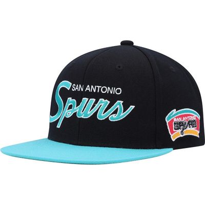 Mitchell & Ness Men's Mitchell & Ness Black San Antonio Spurs Hardwood Classics MVP Team Script 2.0 Snapback Hat 
