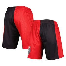 Mitchell & Ness Men's Mitchell & Ness Black/Red Portland Trail Blazers Hardwood Classics 1996 Split Swingman Shorts 
