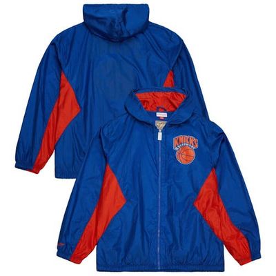 Mitchell & Ness Men's Mitchell & Ness Blue New York Knicks Playmaker Full-Zip Hooded Windbreaker Jacket 
