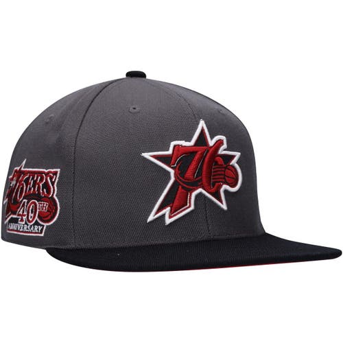 Mitchell & Ness Men's Mitchell & Ness Charcoal/Black Philadelphia 76ers Hardwood Classics 40th Anniversary Born & Bred Fitted Hat 
