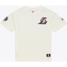Mitchell & Ness Men's Mitchell & Ness Cream Los Angeles Lakers Hardwood Classics Chainstitch Premium T-Shirt 