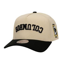Mitchell & Ness Men's Mitchell & Ness Cream/Black Columbus Crew Upside Down Pro Pinch Snapback Hat 